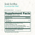 JostArriba supplement facts label showing ingredients: organic ashwagandha extract, L-Theanine, lion’s mane, reishi mushroom, and coffee fruit extract. Functional nootropic blend with 10 calories, 2g carbs, zero sugar—made with organic fair trade coffee