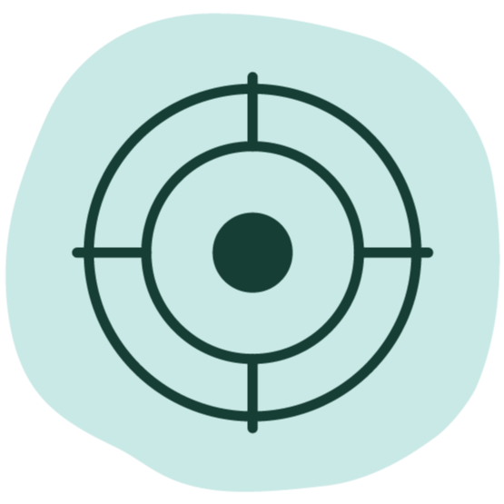 Target focus icon symbolizing concentration and mental clarity. Represents JostArriba mushroom coffee, a nootropic coffee alternative with adaptogens like lion’s mane and ashwagandha to support focus, memory, and productivity