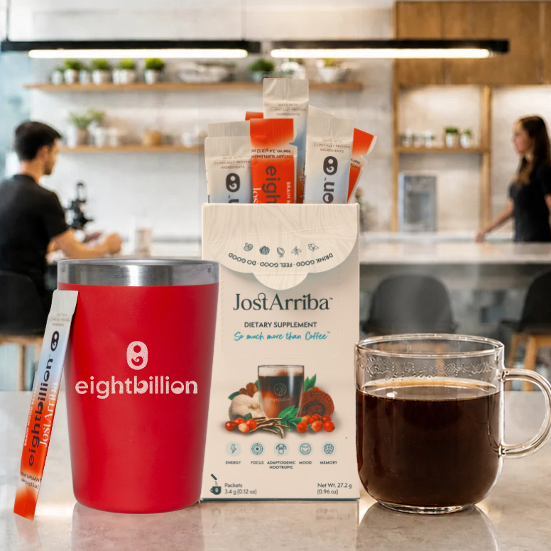 Starter Kit Bundle: JostArriba 8 Pack + Stainless Steel Tumbler
